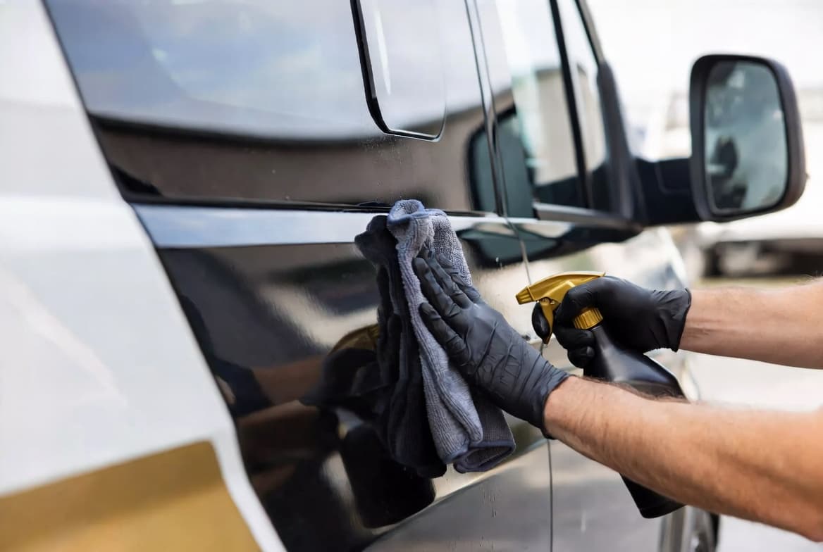 RuRay Services team detailing a company fleet vehicle