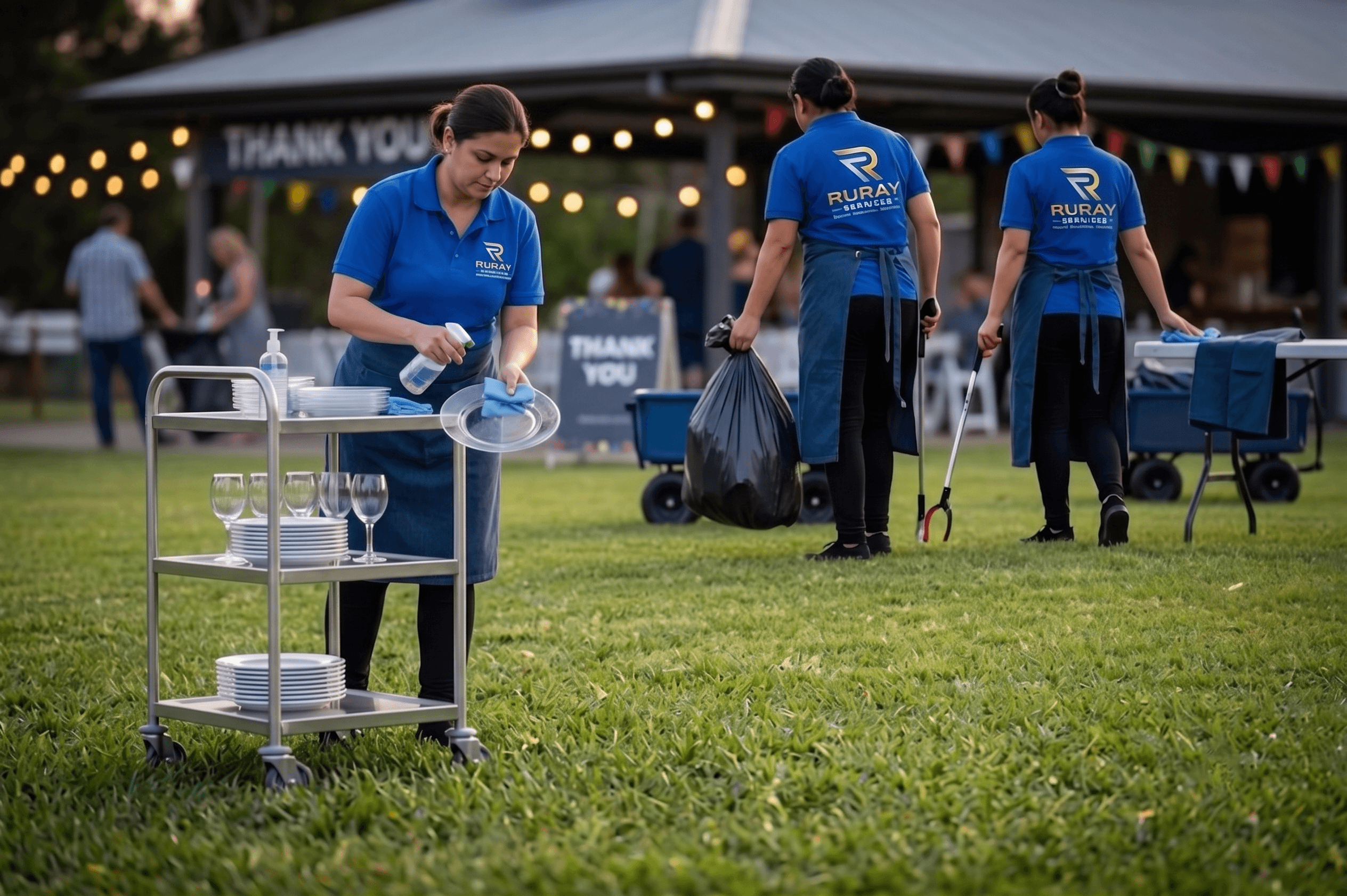 RuRay Services team clearing waste after an event