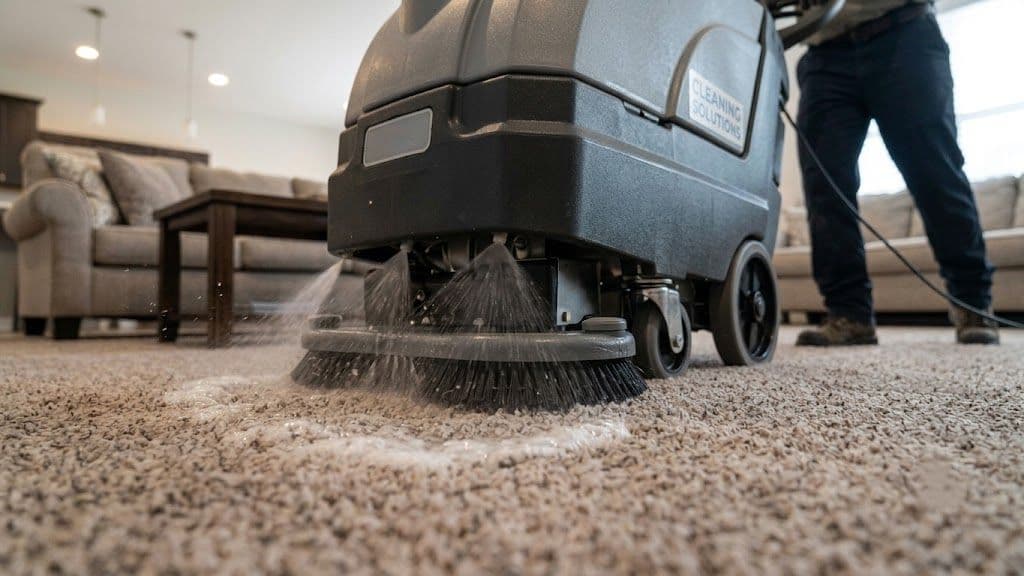RuRay Services team steam cleaning a commercial carpet