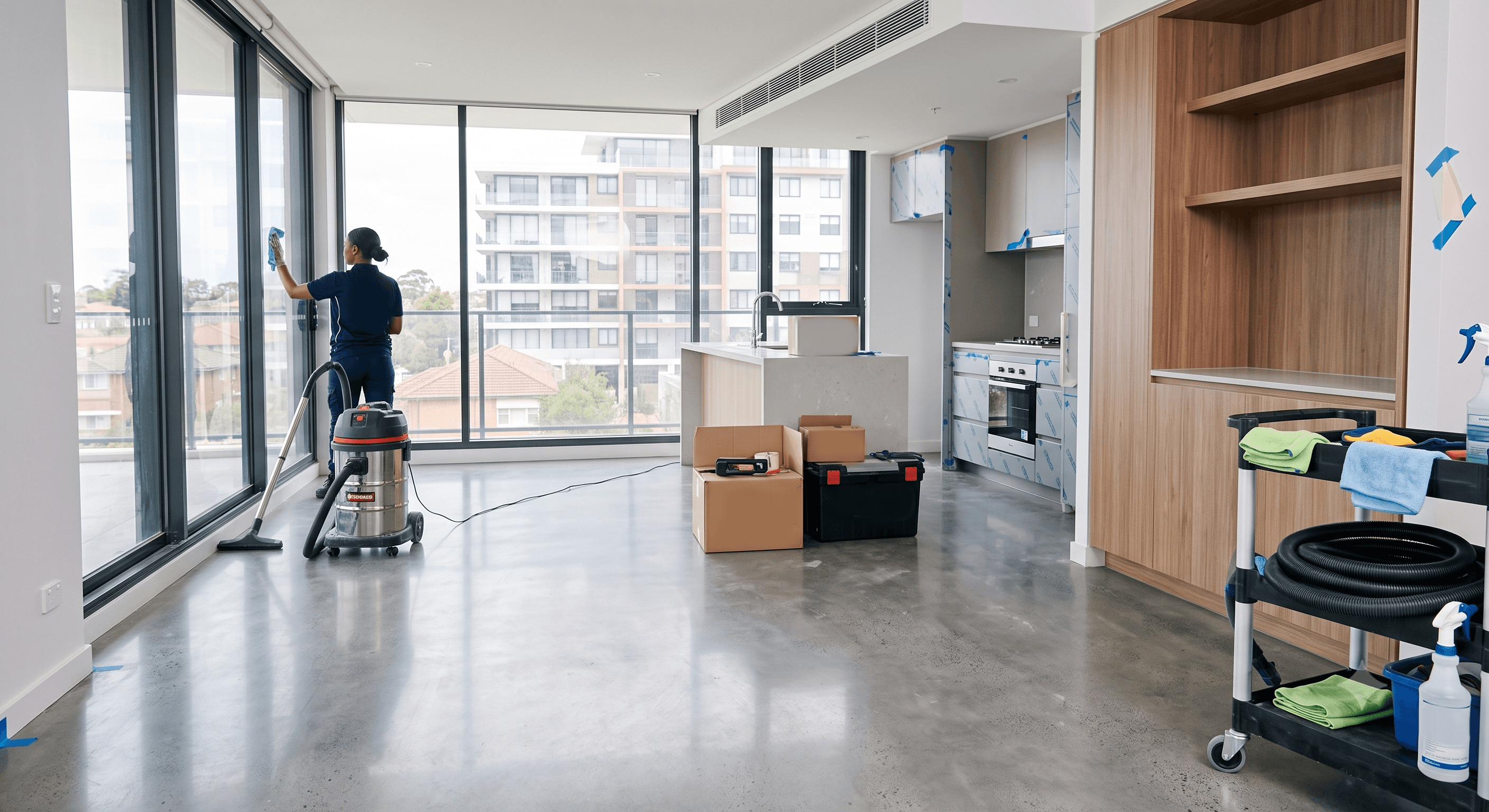 RuRay Services team doing a post-construction handover clean