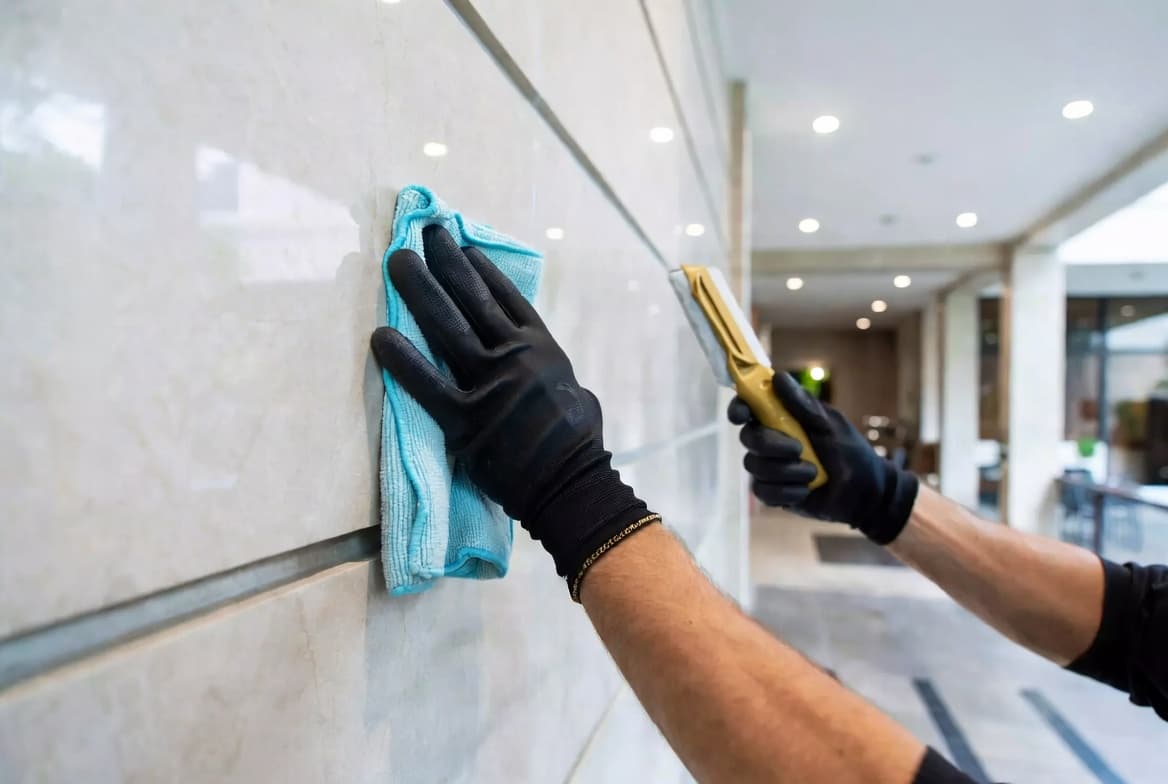 RuRay Services team cleaning a strata building common area